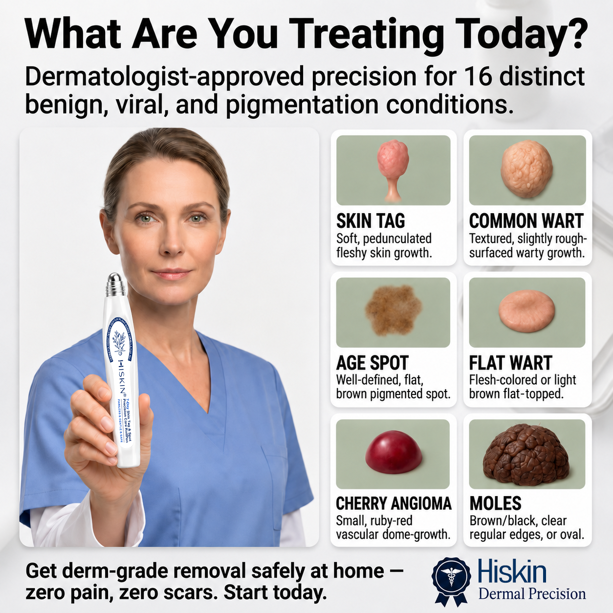 USA | 𝐇𝐈𝐒𝐊𝐈𝐍®👩‍⚕️ 𝟕-𝐃𝒂𝘆 𝐒𝗸𝐢𝐧 𝐓𝒂𝗴 & 𝐒𝐩𝙤𝐭 𝐄𝐫𝒂𝐬𝙚𝐫 Painless & Scar-Free Advanced Imperfection Removal Rollerball Pen