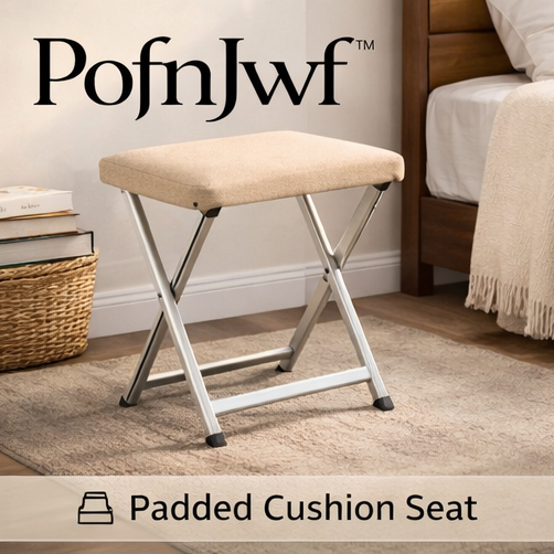 PofnJwf™ SoftSeat Foldable Stool – Compact Folding Stool with Padded Cushion Seat for Extra Comfort