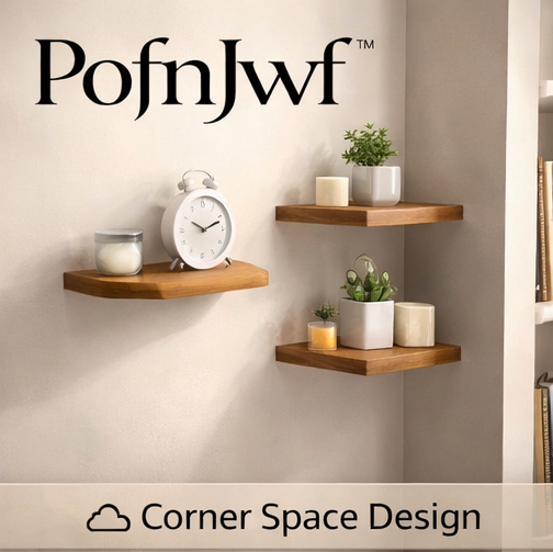PofnJwf™ CornerFit Wall Shelf – Corner Floating Shelf Set for Small Space Storage & Decorative Display