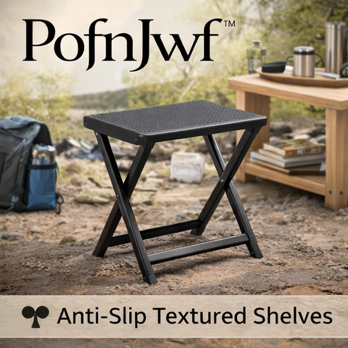 PofnJwf™ GripSafe Foldable Stool – Anti-Slip Folding Stool with Textured Seat & Stable Feet for Outdoor Use
