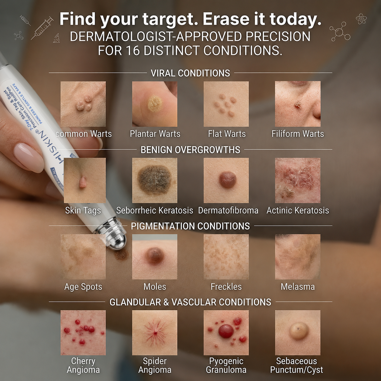 USA | 𝐇𝐈𝐒𝐊𝐈𝐍®👩‍⚕️ 𝟕-𝐃𝒂𝘆 𝐒𝗸𝐢𝐧 𝐓𝒂𝗴 & 𝐒𝐩𝙤𝐭 𝐄𝐫𝒂𝐬𝙚𝐫 Painless & Scar-Free Advanced Imperfection Removal Rollerball Pen
